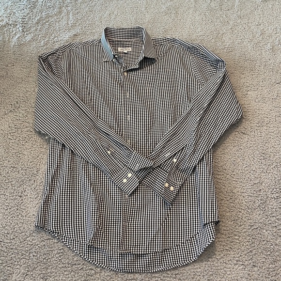 Peter Millar Shirt Mens Large Black & White Check Long Sleeve Button Front - Picture 2 of 9